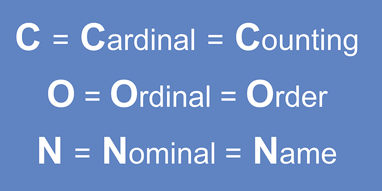 Cardinal, ordinal and nominal memory text